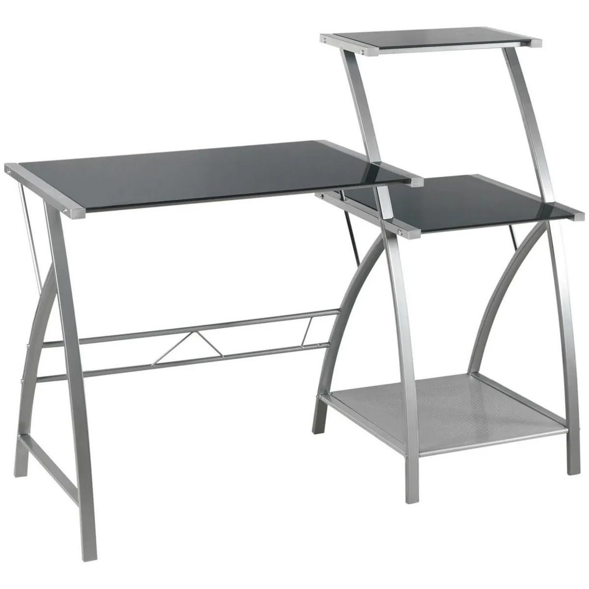 Just Home Collection - Escritorio de vidrio con 3 compartimentos