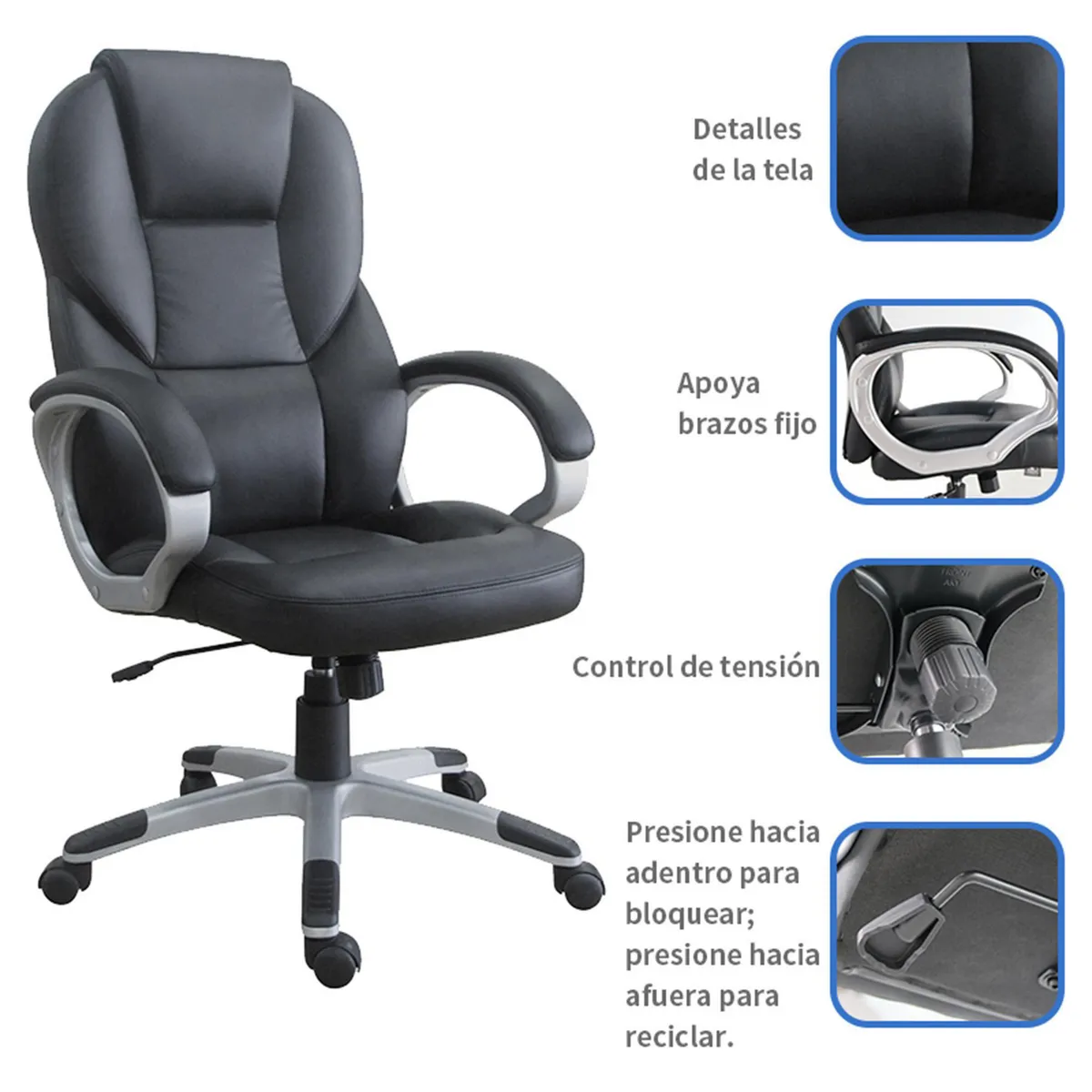 Silla PC con respaldo, marca Just Home Collection - Foto 2
