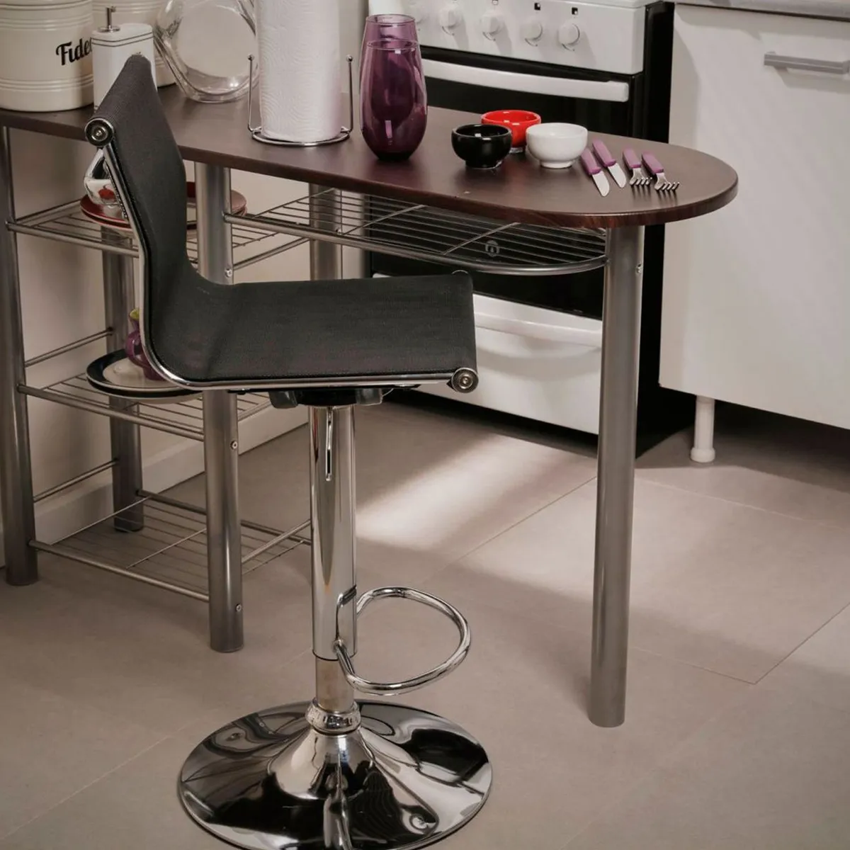 Just Home Collection - Silla bar Chicago Negra