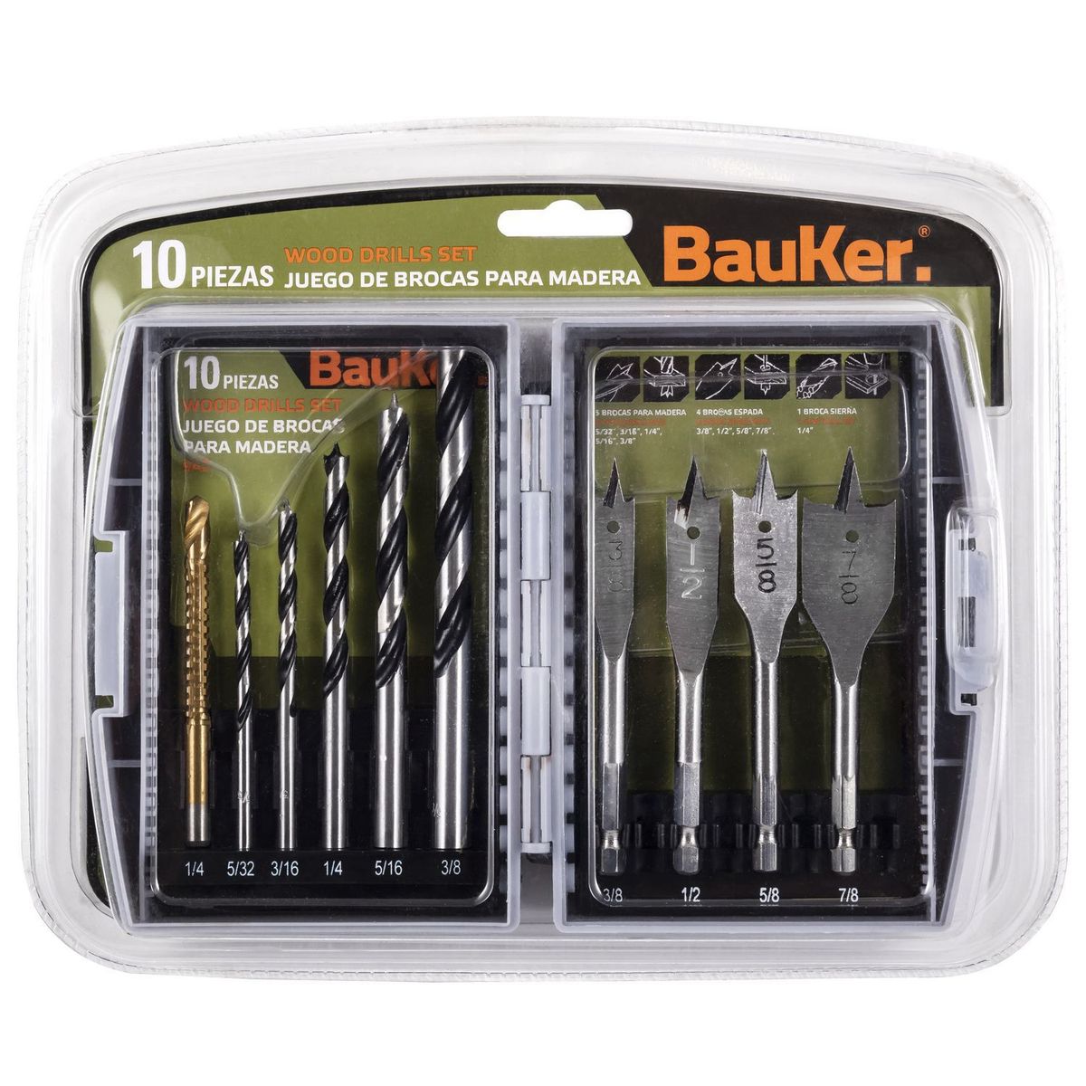 Set 10 Brocas para Madera Bauker, marca Bauker - Foto Principal