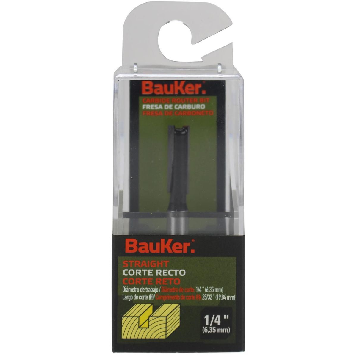 Fresa recta 1/4 x 25/32 2 filos, marca Bauker - Foto 2