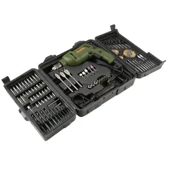 Taladro Bauker 600W 3/8" 3000RPM + Kit de 90 Accesorios y Maletín