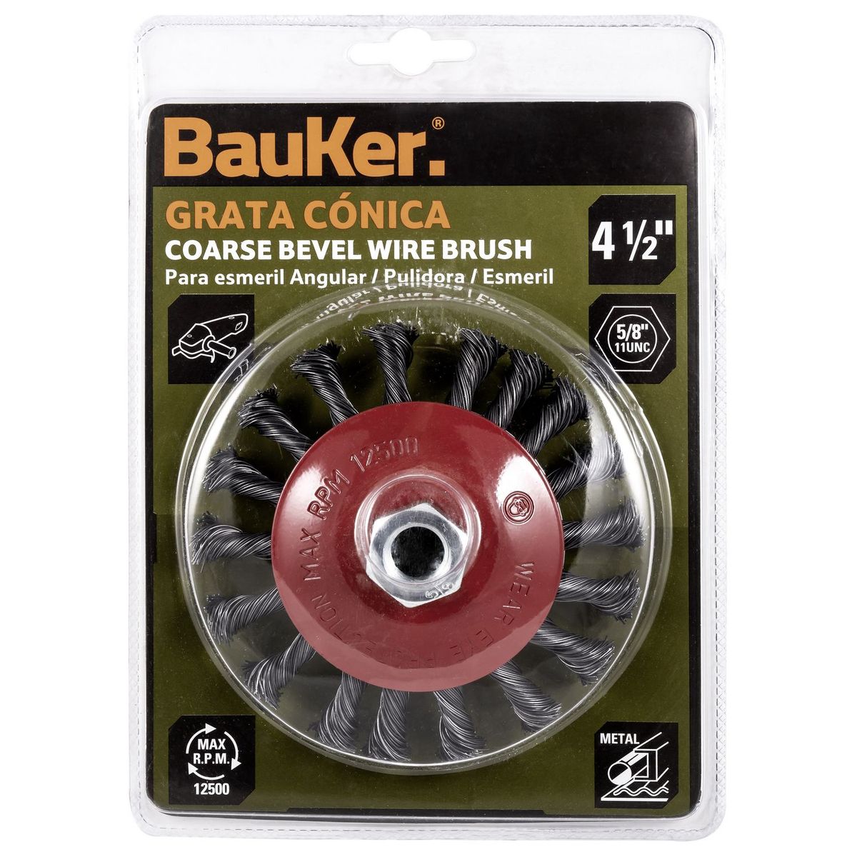  - grata 4 1/2pg conica entorchada 5/8 bauker