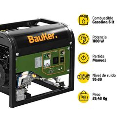 Generador Eléctrico a Gasolina 6 L 1200 W Bauker