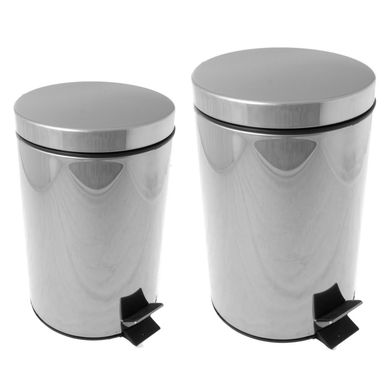 Set 2 Botes de Basura Metlicos con Pedal de 12L y 20L Plata