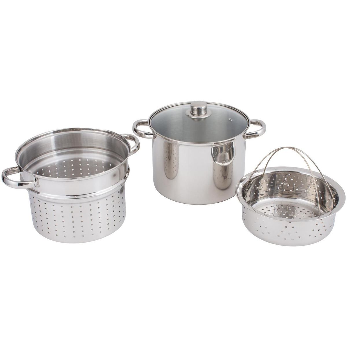 Just Home Collection - Olla para pasta Acero inoxidable 4 piezas