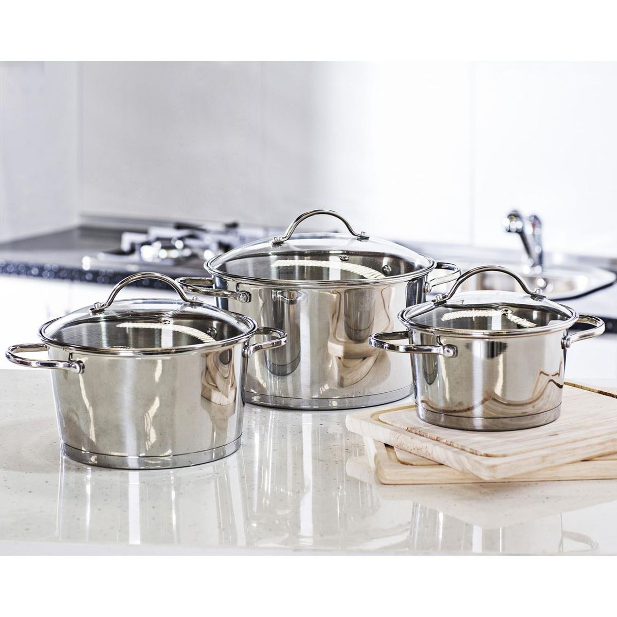 Just Home Collection - Olla de acero inoxidable con tapa 20 cm 3 l
