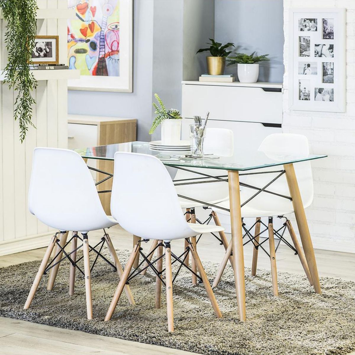 Just Home Collection - Set Comedor con 4 Sillas Soar 120X80X76 cm