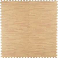 Tapete modular Puzzle tipo madera de 4 piezas de 60 x 60 cm Café