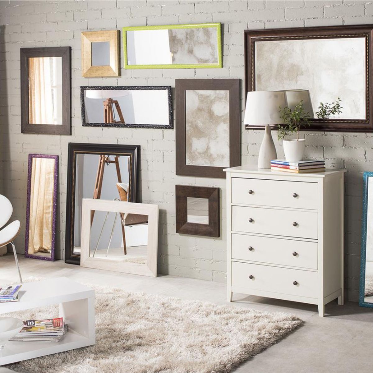 Just Home Collection - Espejo Decorativo Rectangular de 79 x 108 cm Negro
