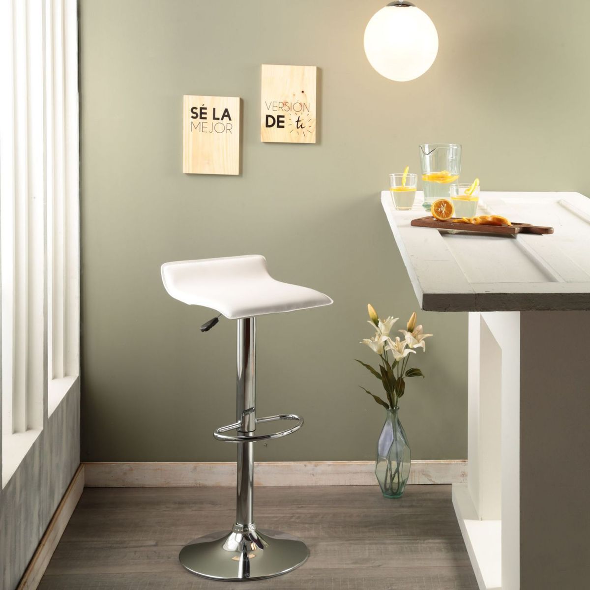 Just Home Collection - Silla bar Enzo Blanca