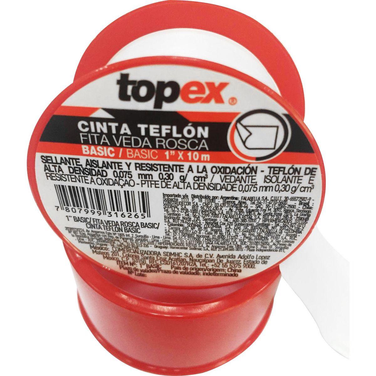 Topex - Cinta teflón 1'' x 10mt