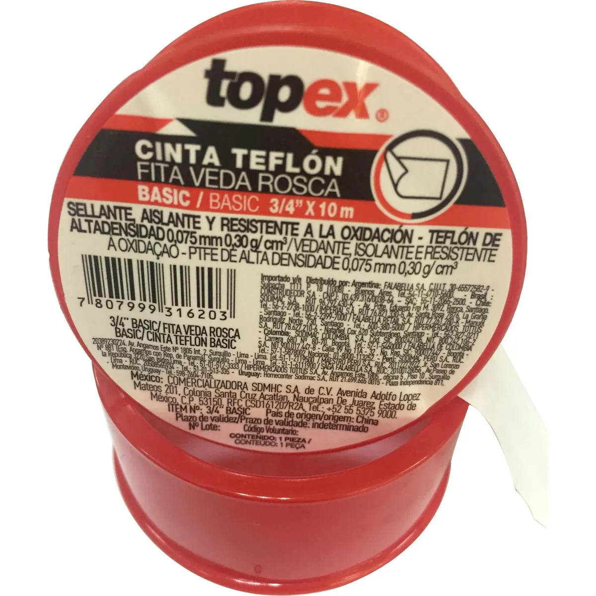 Cinta teflón 3/4'' x 10 m, marca Topex - Foto 2
