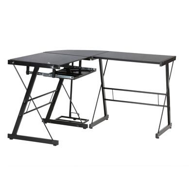 Escritorio en L vidrio negro