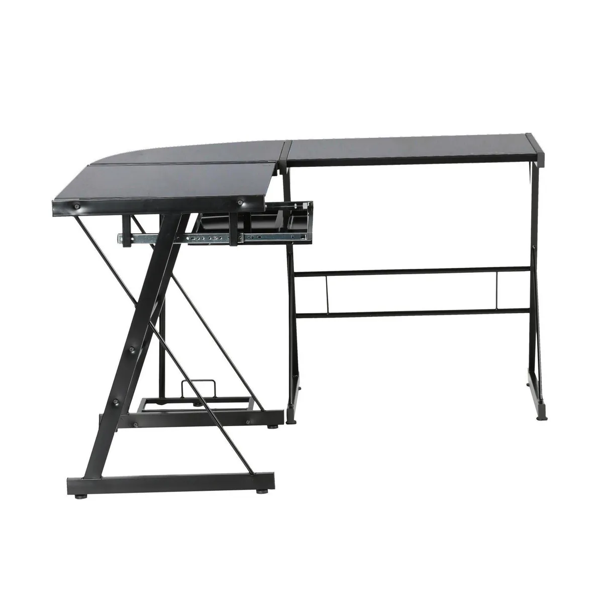 Just Home Collection - Escritorio en L vidrio negro