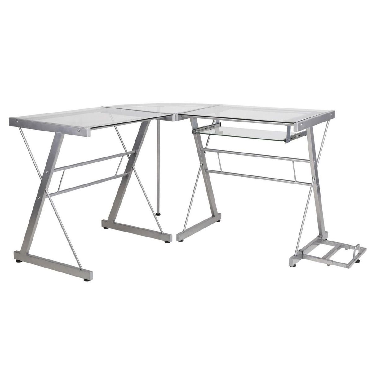 Just Home Collection - Escritorio esquinero de vidrio