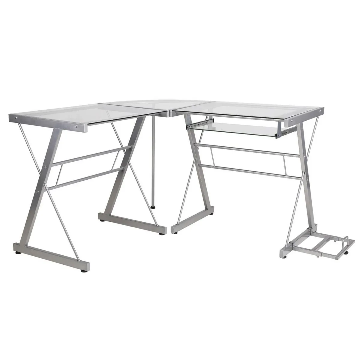 Just Home Collection - Escritorio esquinero de vidrio