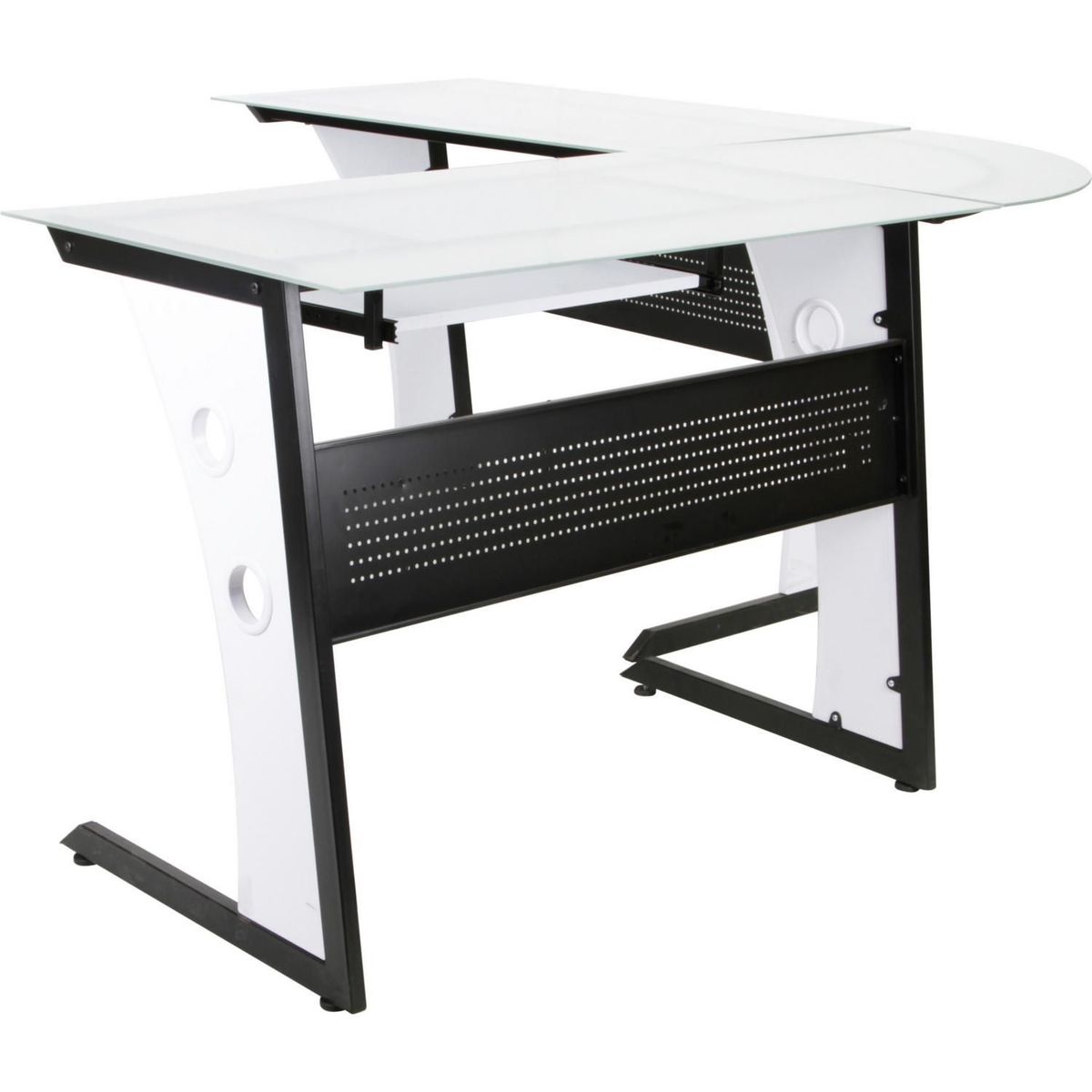 Just Home Collection - Escritorio de vidrio blanco