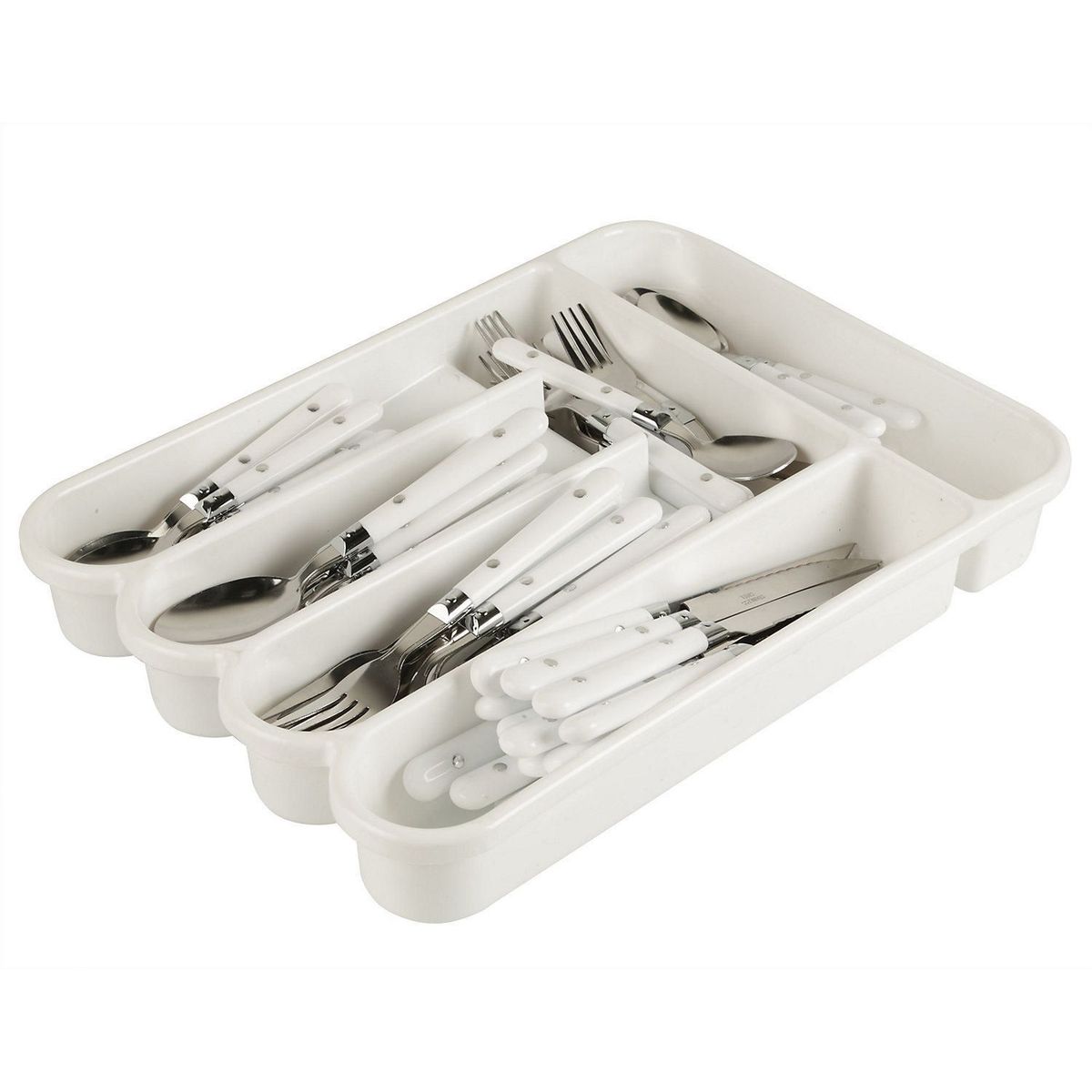 Casa Bonita - Juego de cubiertos c/organizador de plástico 58 piezas CB blanco