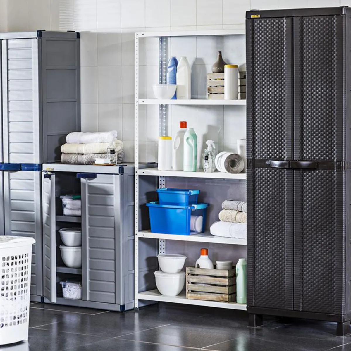 Fixser - Estante de metal blanco con 5 repisas 90 x 180 x 30 cm