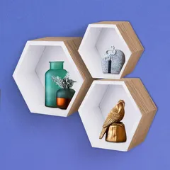 Set de 3 repisas hexagonales blancas