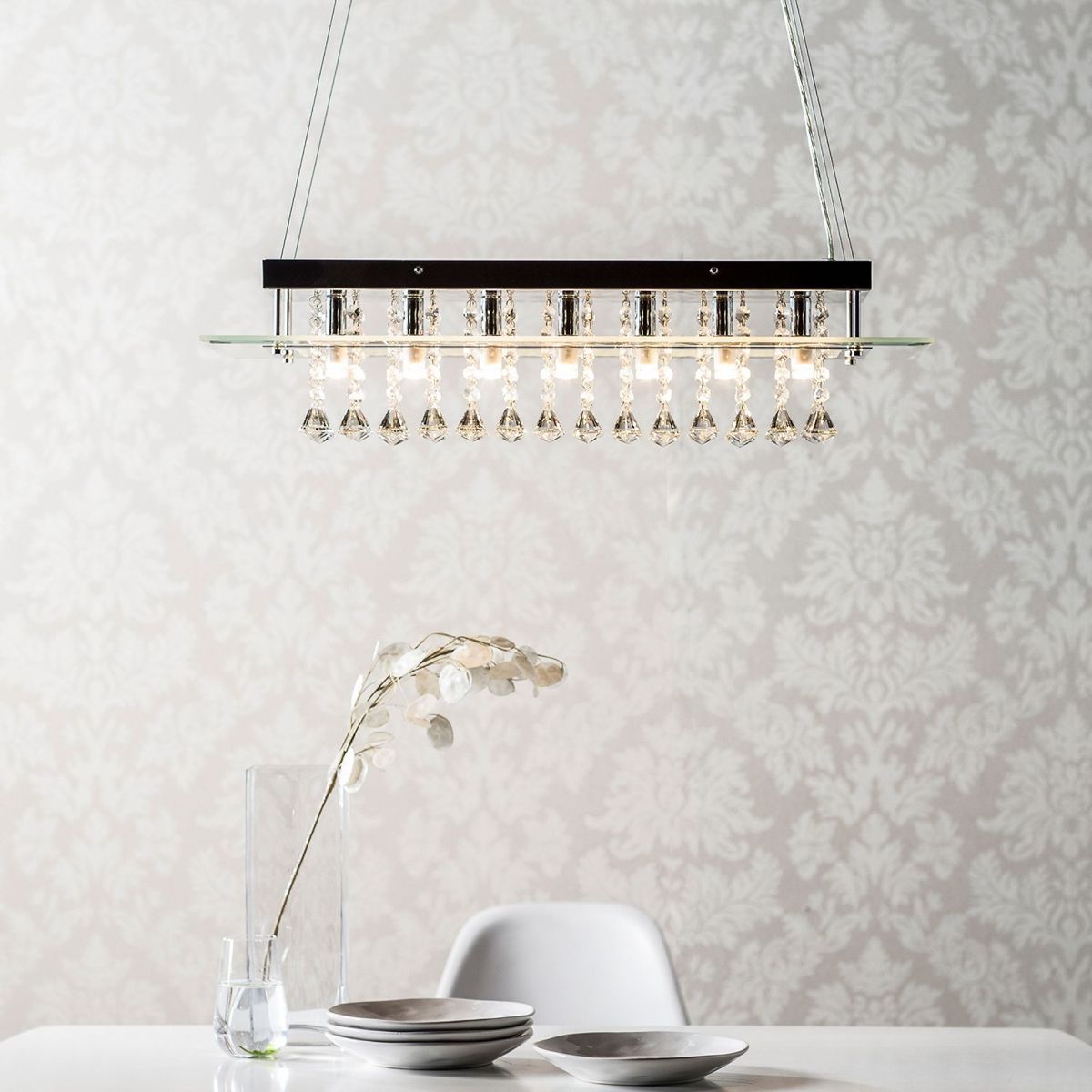 Just Home Collection - Lámpara colgante Allard de 4 luces E14 Plata