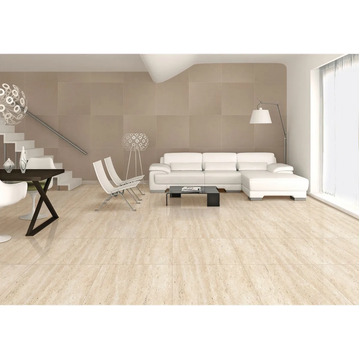 Holztek - Piso Porcelanato Travertino beige 60x60 cm