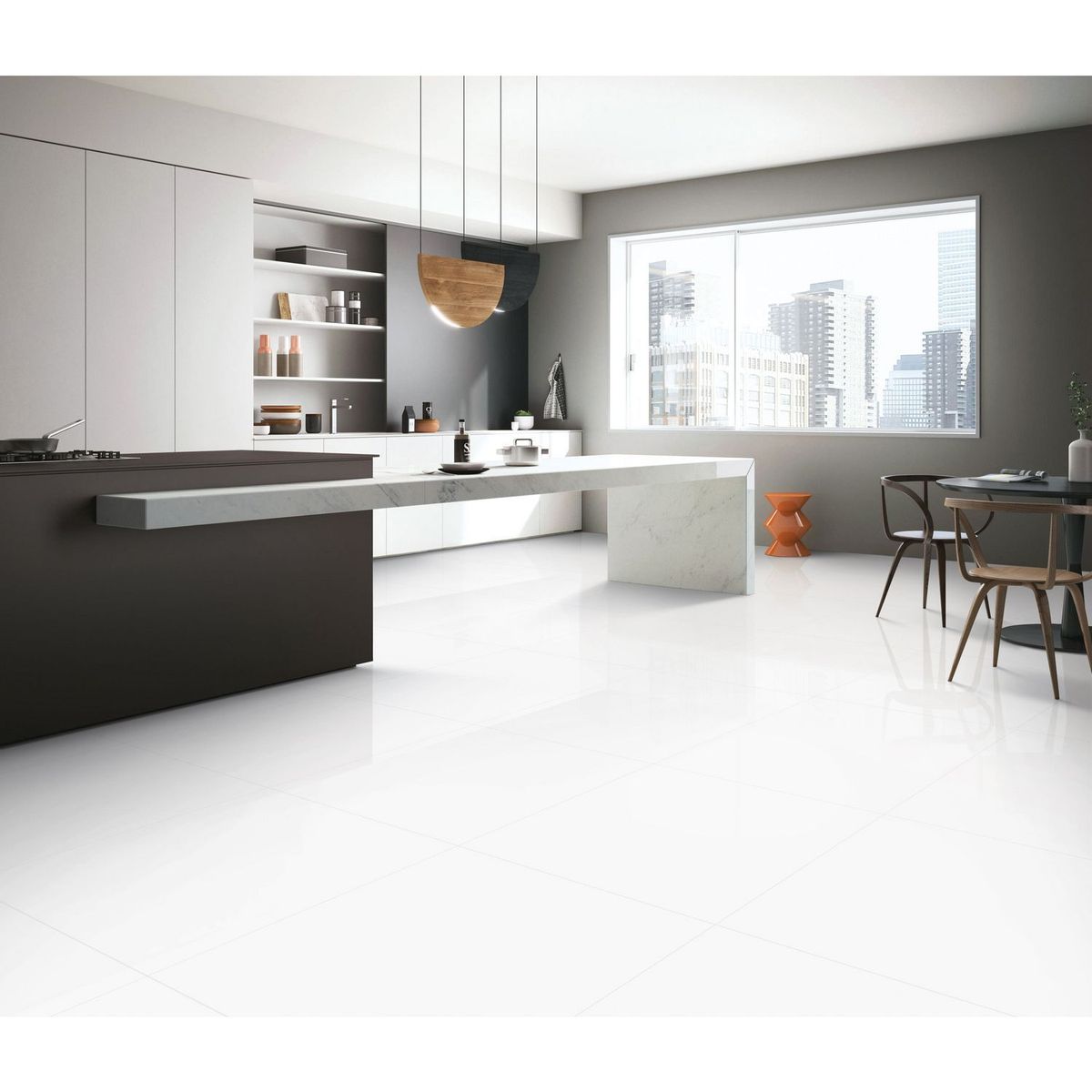 Holztek - Piso Porcelanato Pulido Blanco 60x60 cm