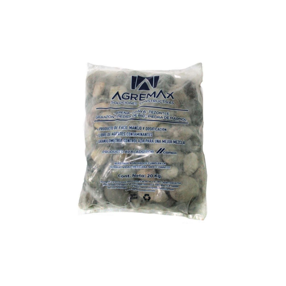 Piedra de río 2.5"-3.5" 20 k, marca Agremax - Foto Principal