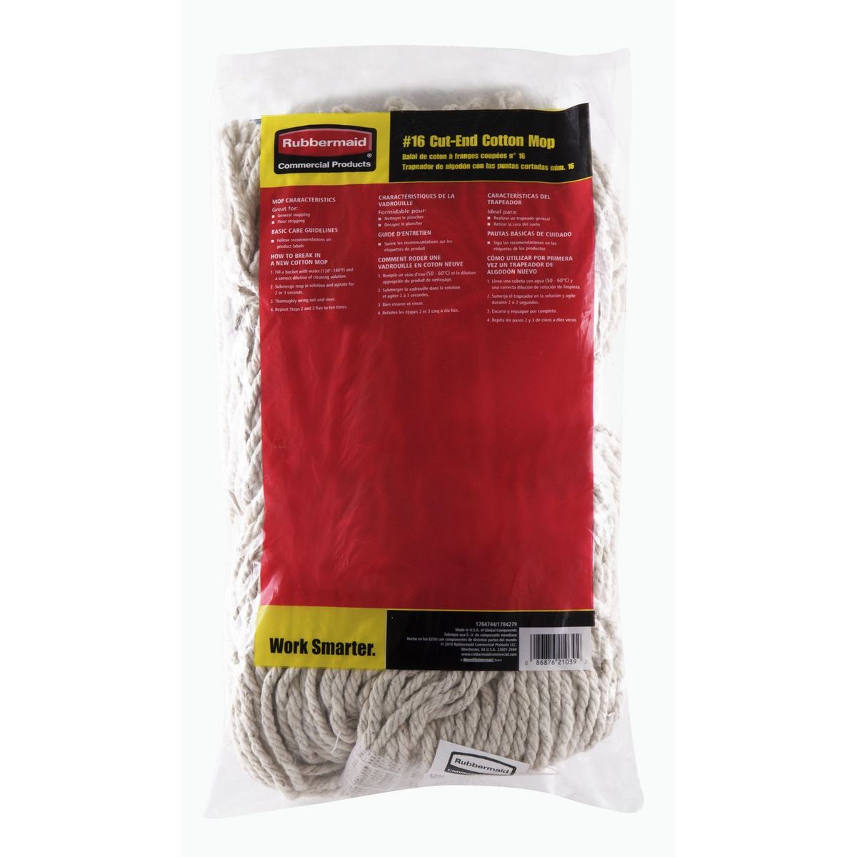 Rubbermaid - Repuesto trapeador algodón cortado #16