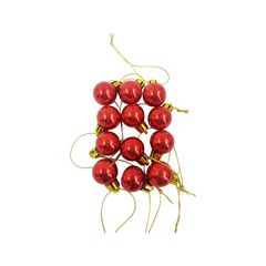 Juego de 24 Esferas Navideñas Brillantes de Plástico Color Rojo 2 cm