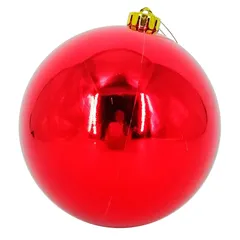 Esfera Navideña Brillante de Plástico Color Rojo 15 cm