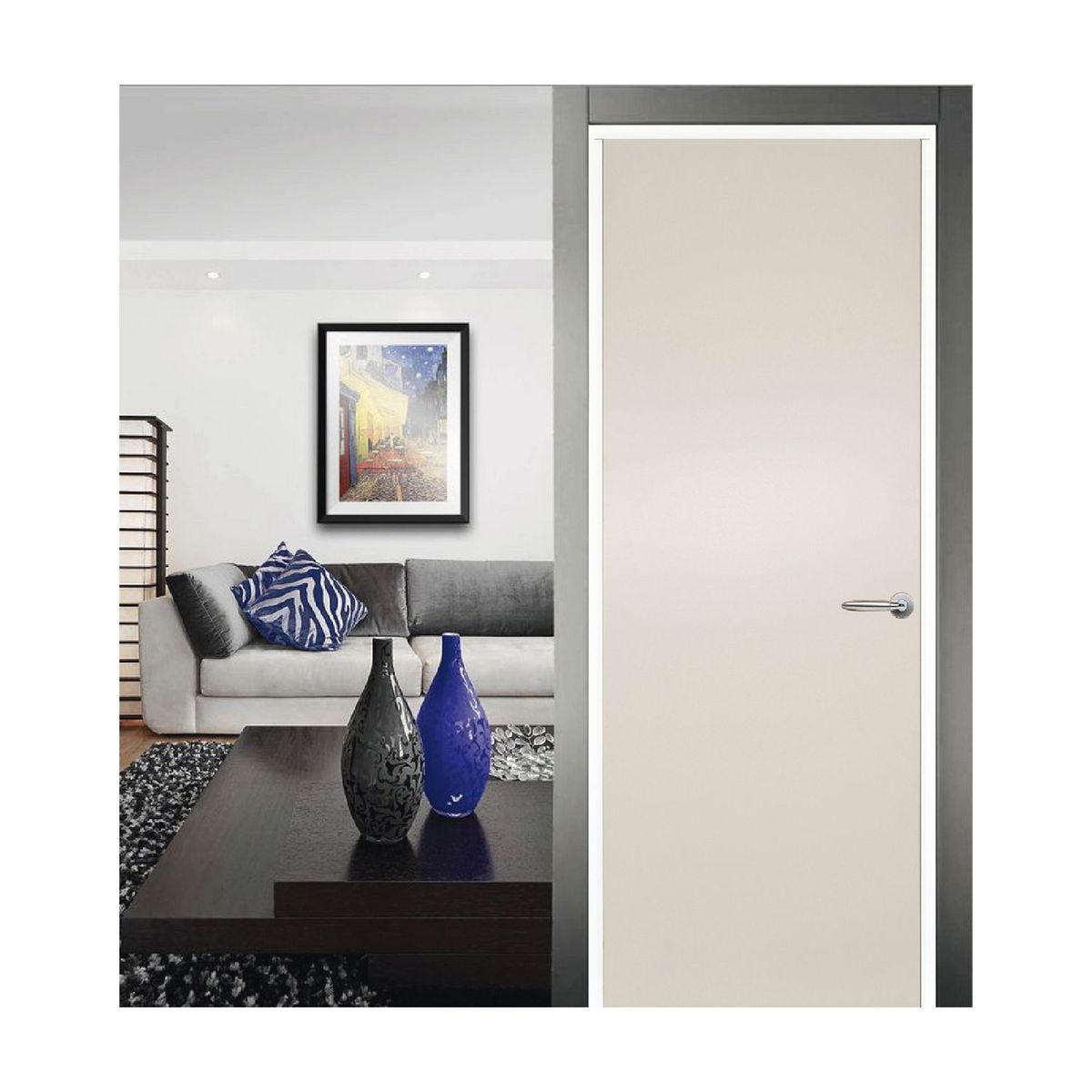 Mimsa - Puerta de acero Lisa de 80 x 213 cm Blanco