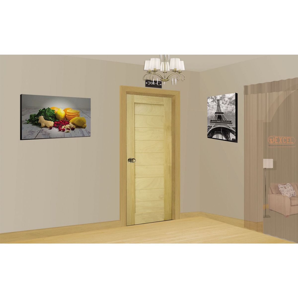 Madera Excel - Puerta de madera de Pino 1 panel de 76 x 213 cm Natural