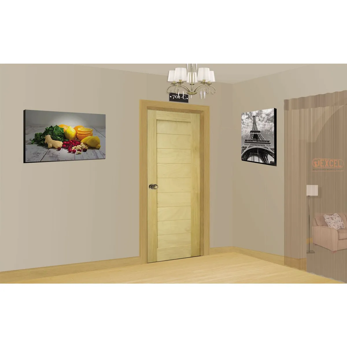 Madera Excel - Puerta de madera de Pino 1 panel de 71 x 213 cm Natural