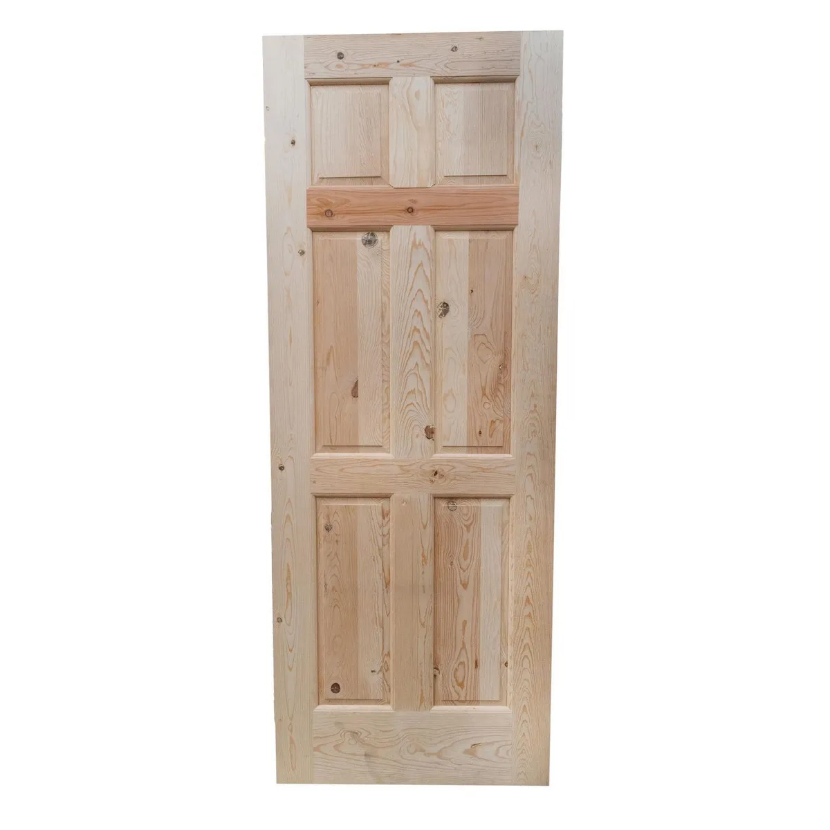 Madera Excel - Puerta de madera de Pino 6 paneles de 71 x 213 cm Natural