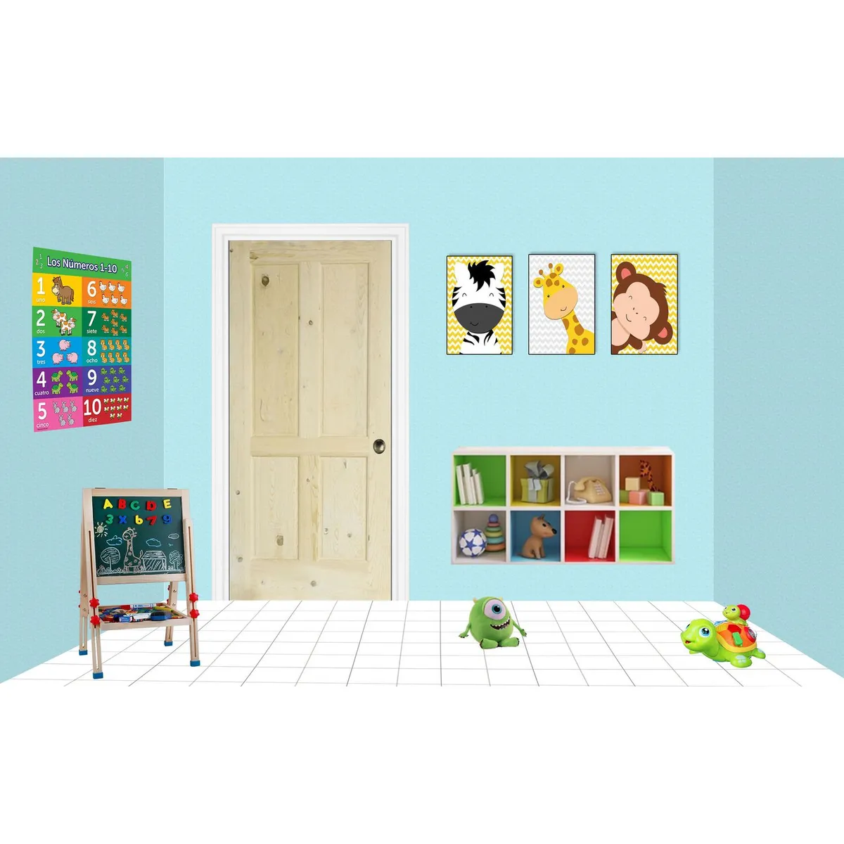 Madera Excel - Puerta de madera de Pino 4 paneles de 71 x 213 cm Natural