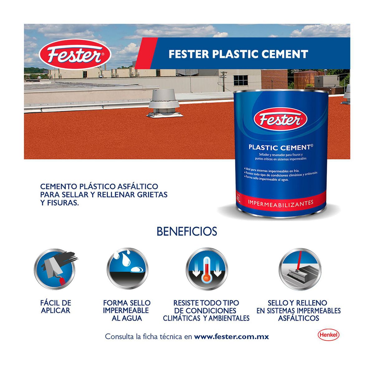 Plastic Cement 4 L (Asfaltico), marca Fester - Foto 2