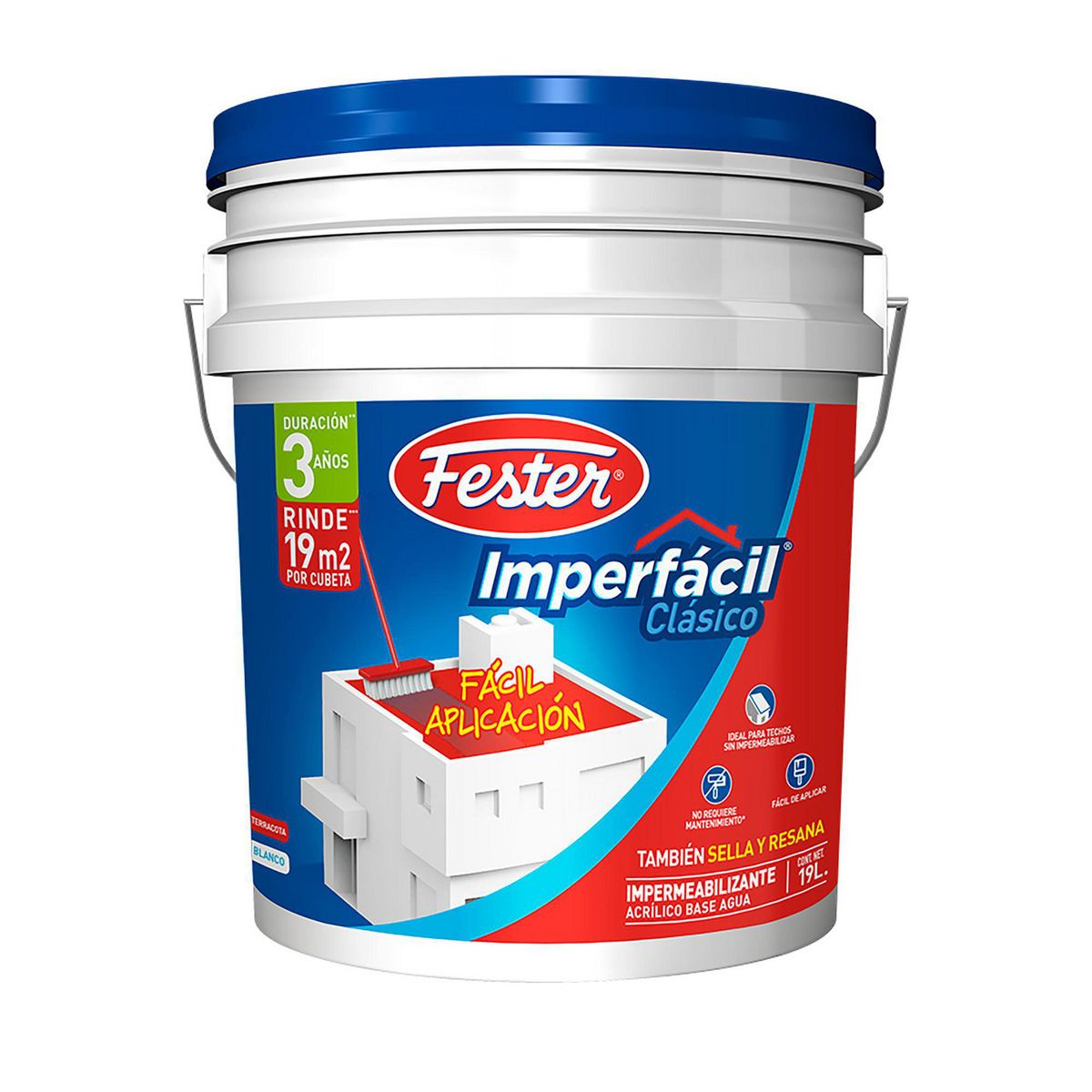 Fester - Impermeabilizante Acrílico Fester - 3 Años de 19 litros - Terracota