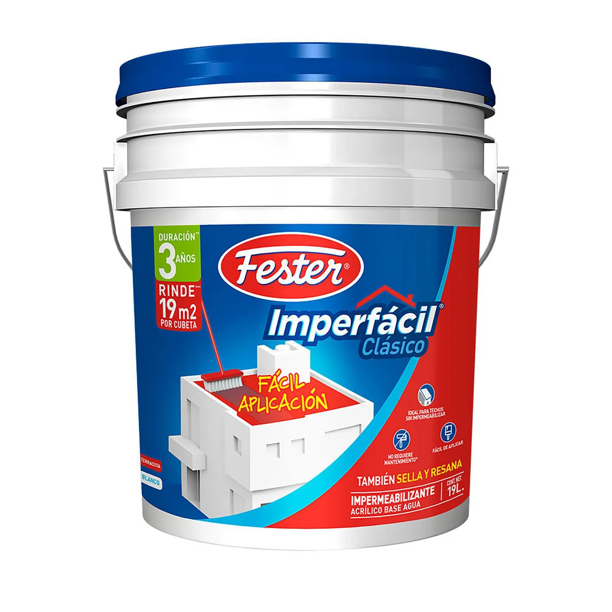 Fester - Impermeabilizante Acrílico Fester - 3 Años de 19 litros - Blanco