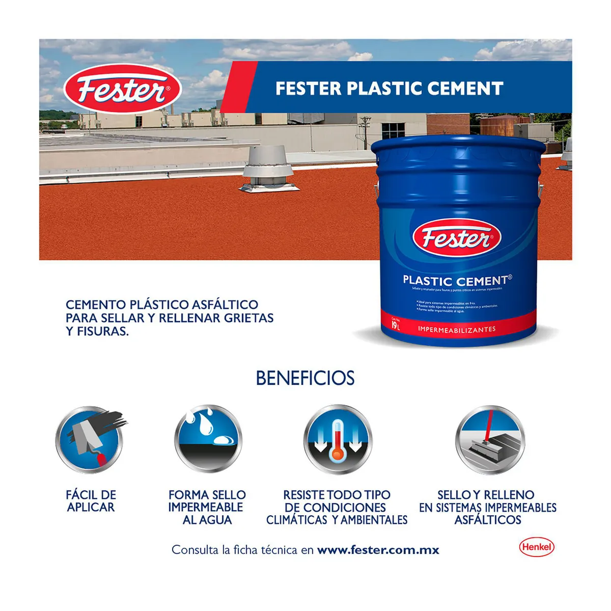 Fester - Cemento Plástico Sellador y Resanador para Fisuras Fester - 19 litros