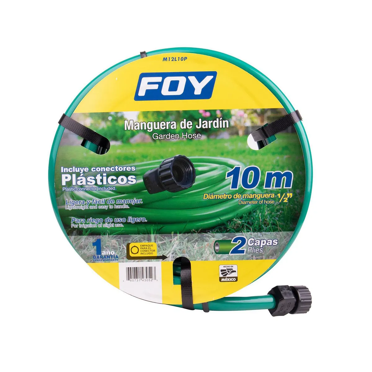 Foy - Manguera lisa 2 capas 1/2" c/conector 10 m