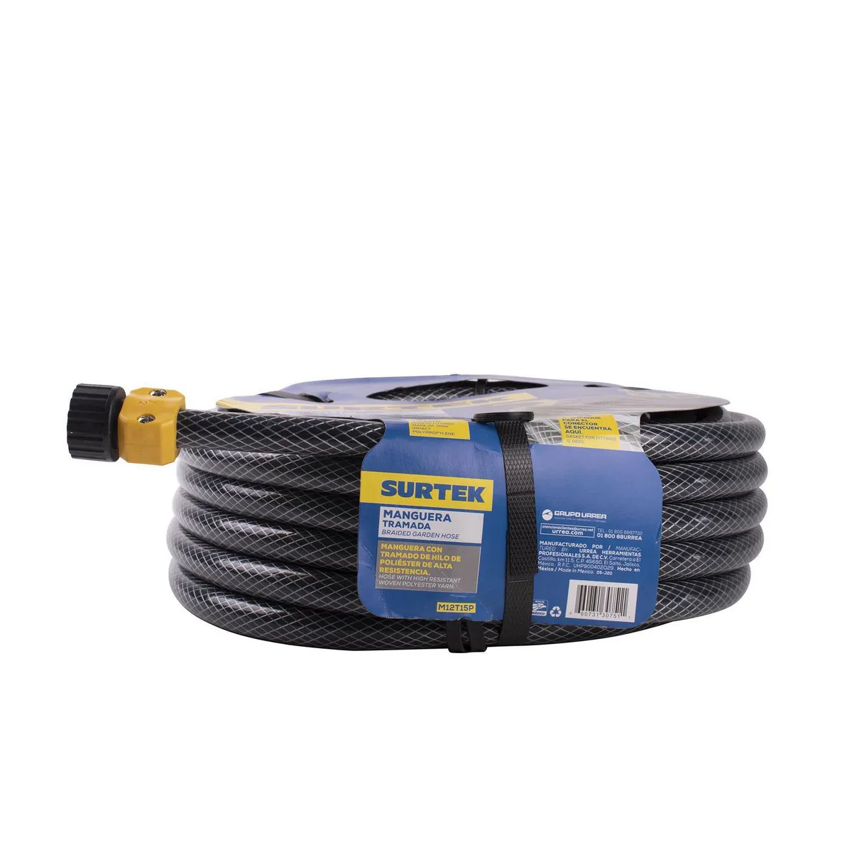 Surtek - Manguera Tramada Gris 1/2" C/Conector 15 m