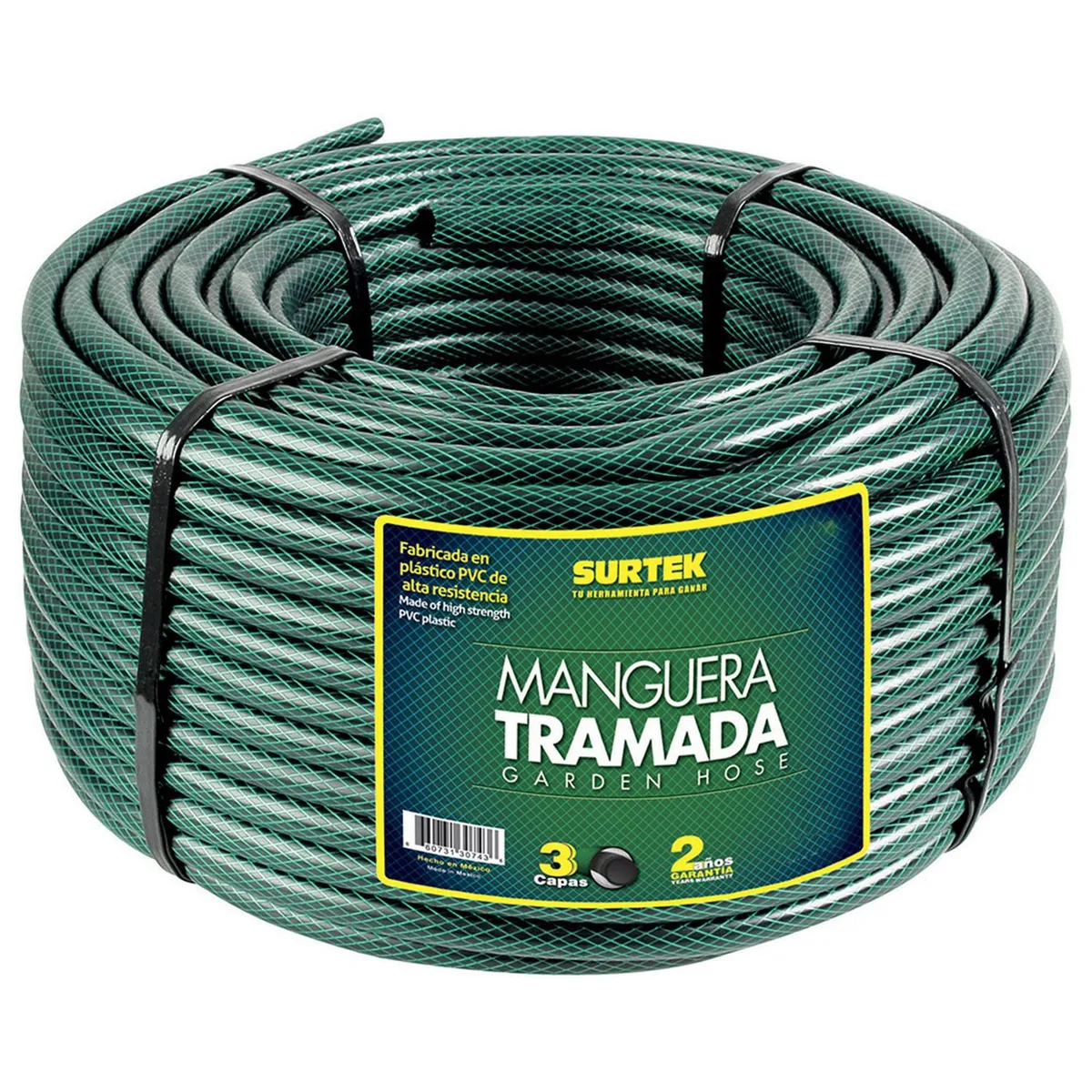 Surtek - Manguera tramada verde 3/4" rollo 100 m