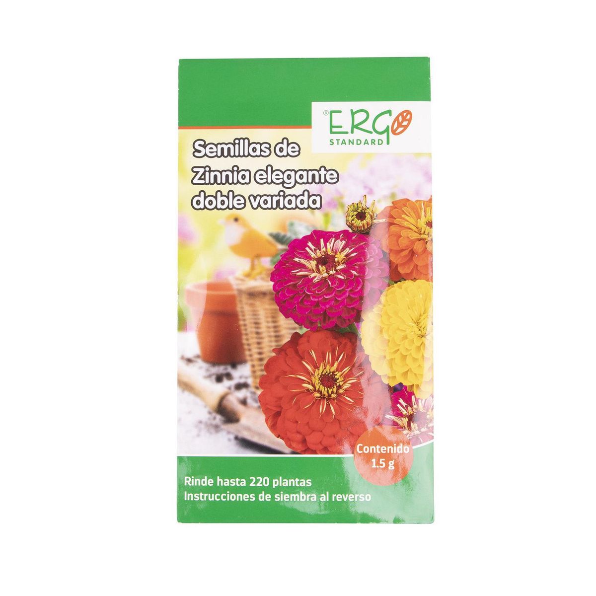Semillas de zinnia elegante doble, marca Ergo - Foto Principal