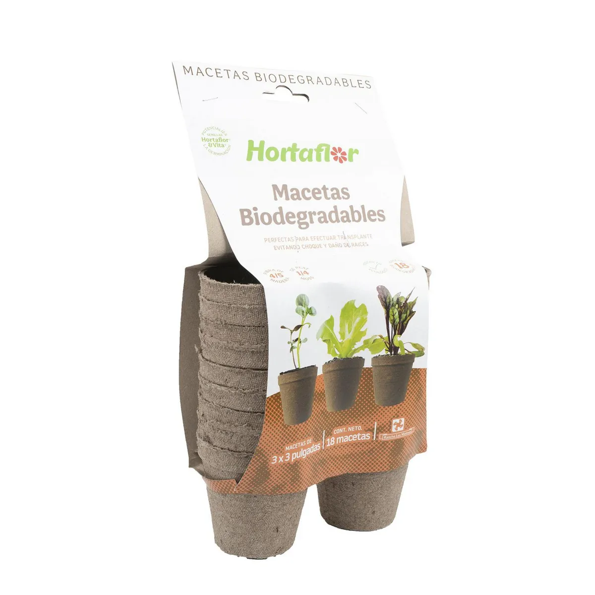 Maceta biodegradable fertil paquete con 18 pzas, marca Los Molinos - Foto Principal