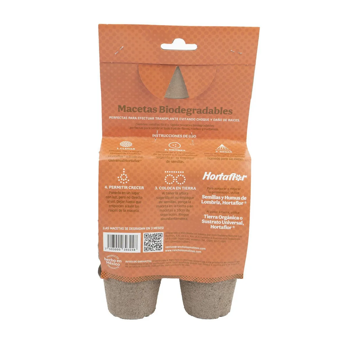 Maceta biodegradable fertil paquete con 18 pzas, marca Los Molinos - Foto 2