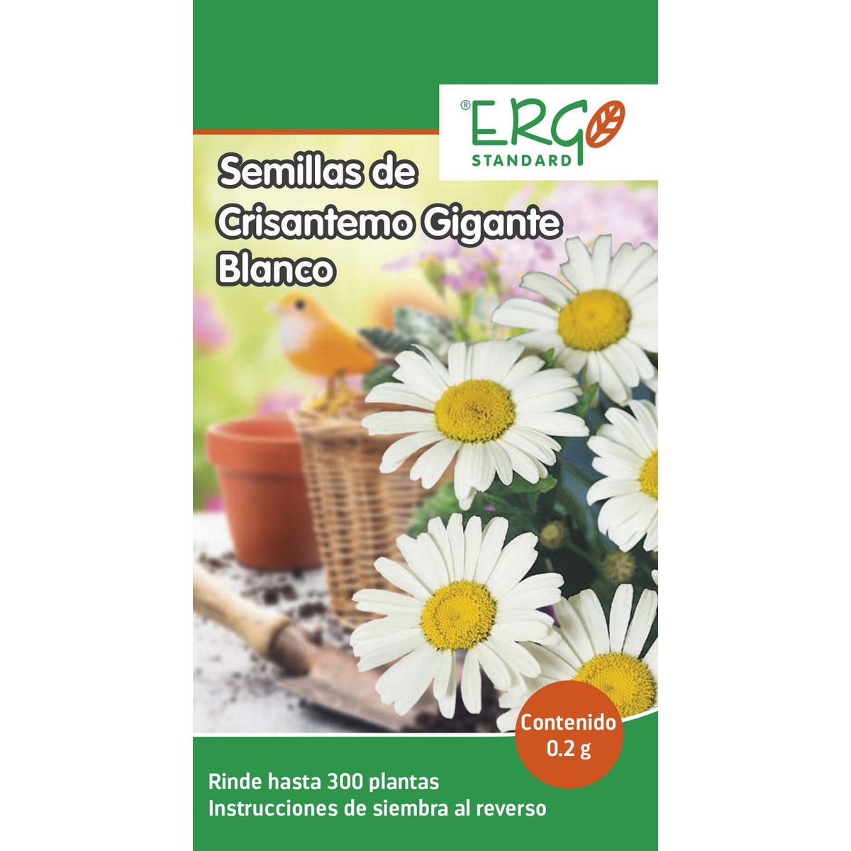 Semillas de crisantemo gigante blanco, marca Ergo - Foto Principal