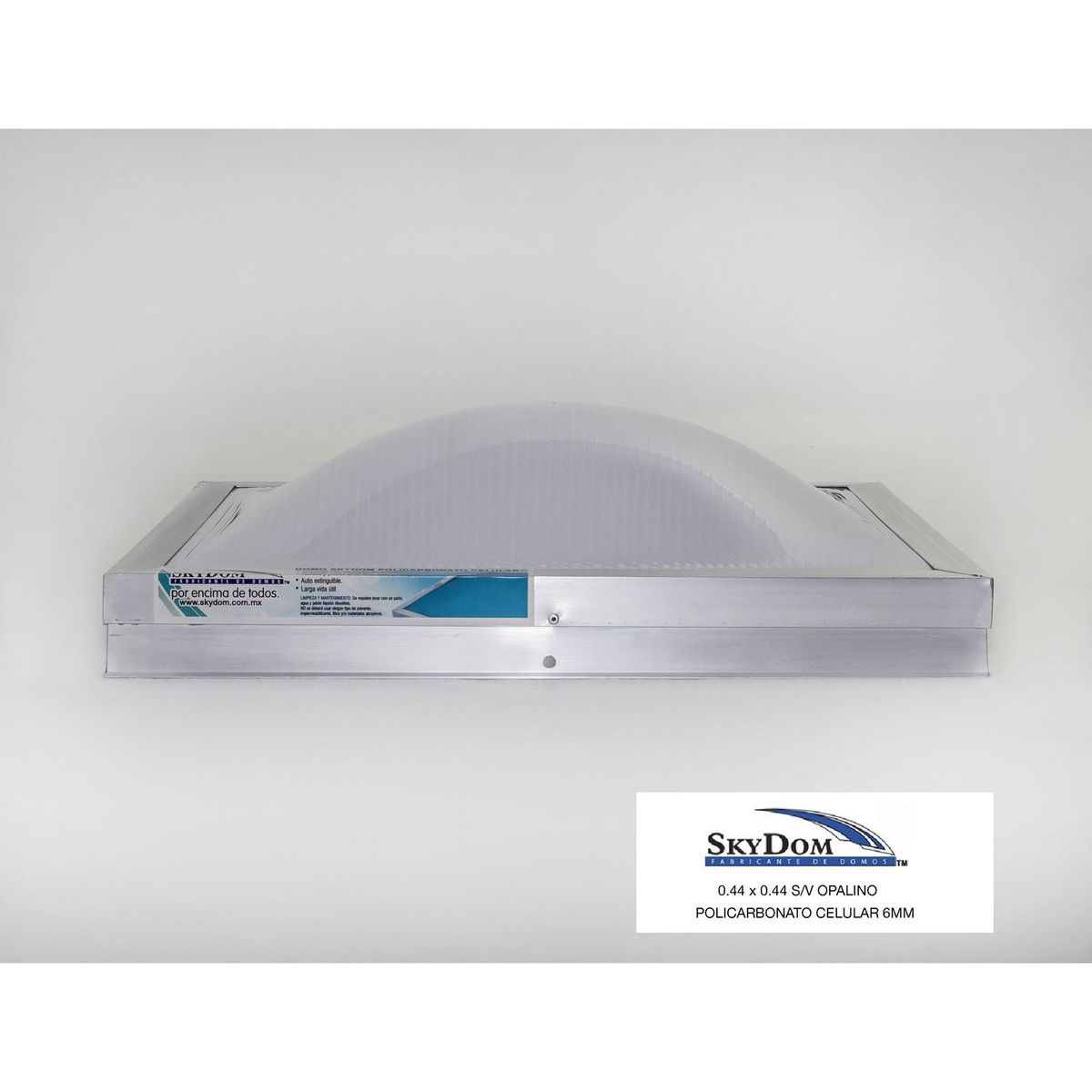Skydom - Domo de policarbonato sin ventila de 44 x 44 cm Transparente