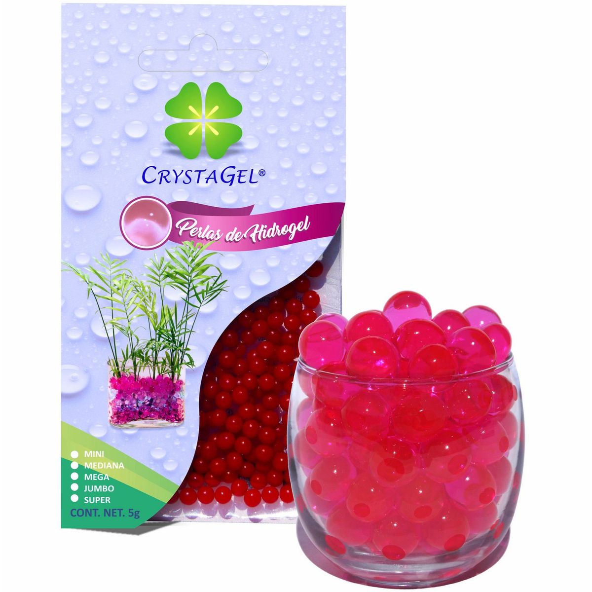 Perlas de hidrogel deshidratadas fucsia 5 g, marca Crystagel - Foto Principal